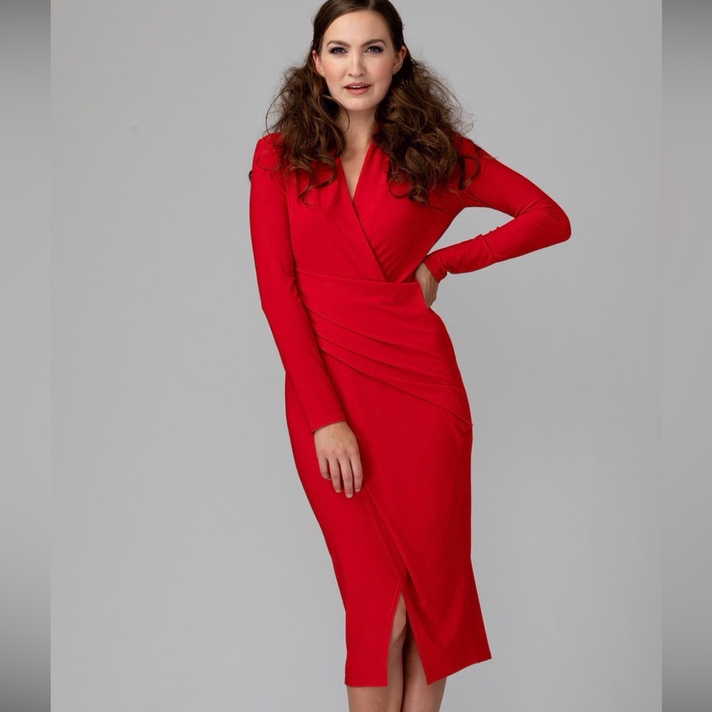 Joseph Ribkoff red draped dress